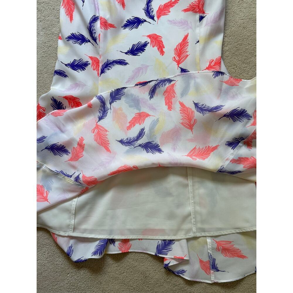 NWOT CeCe Delaney Sleeveless Flounce Hem Feather Print Dress Women's Size 6 - Picture 9 of 12
